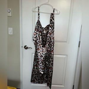 Satin cheetah midi dress